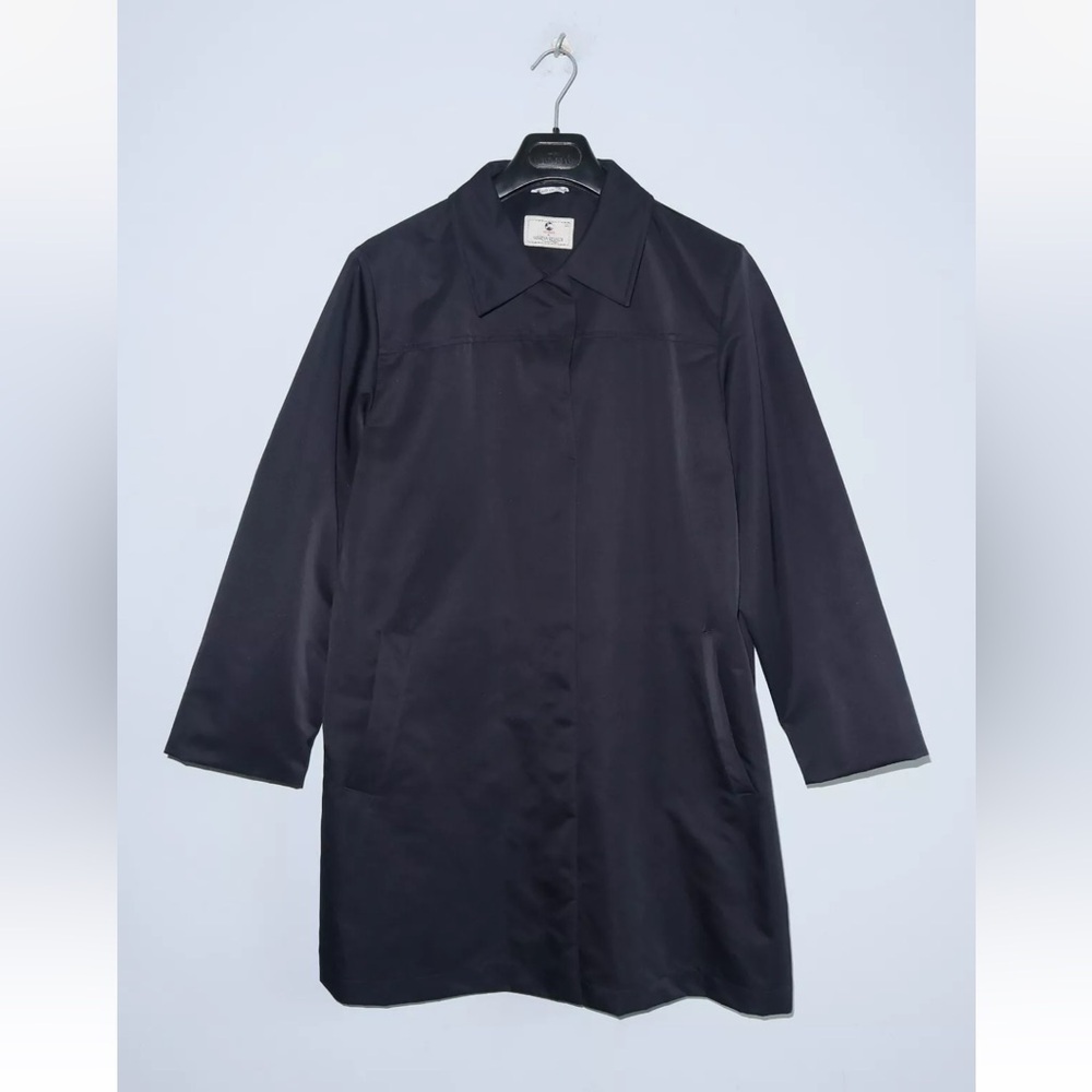 Voyage by Marina Rinaldi Black Trench Coat with Classic Collar Size 27